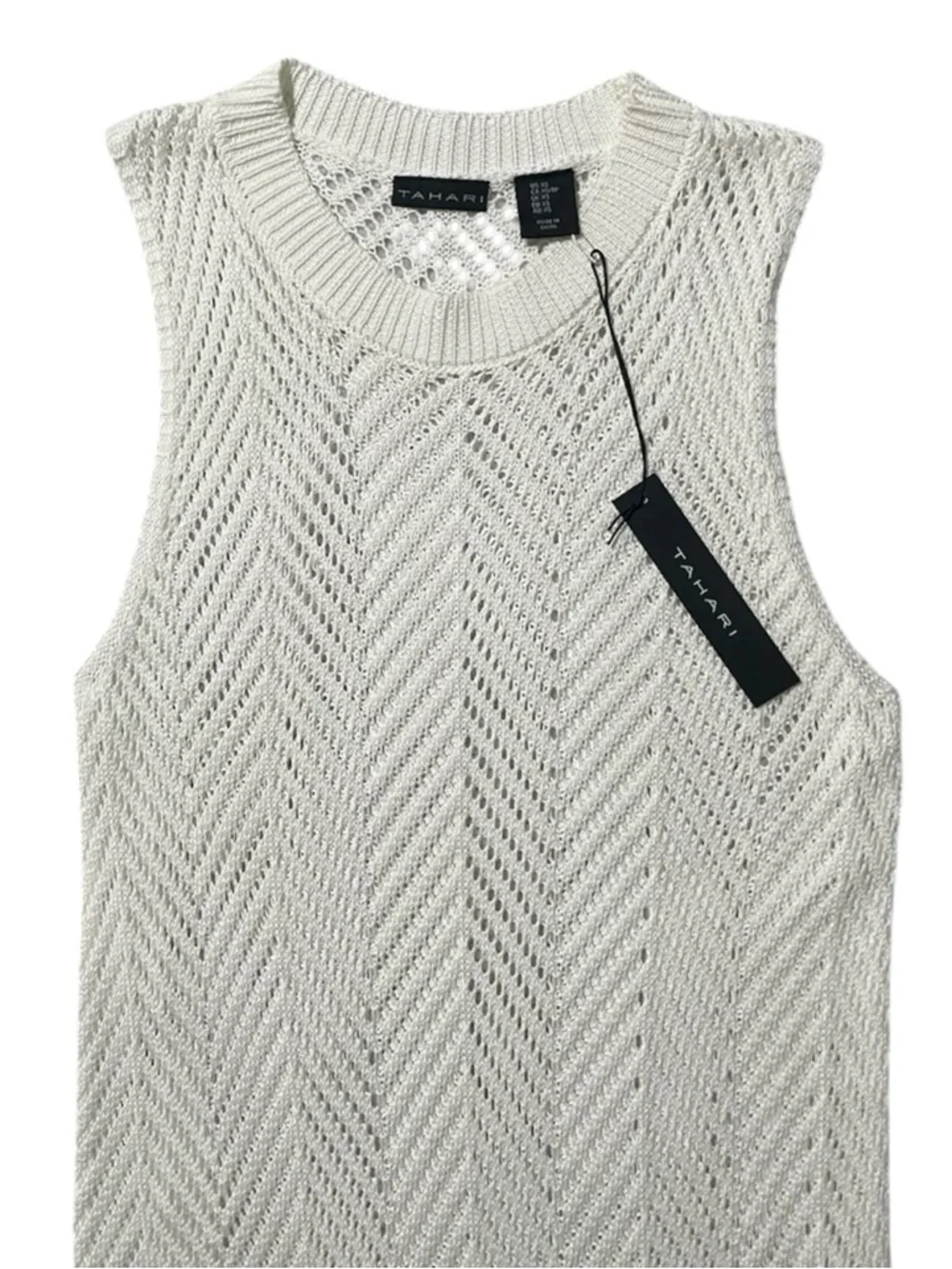 TAHARI White Open Weave Knit Maxi Swim Cover Up XS - Picture 3 of 7